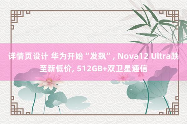 详情页设计 华为开始“发飙”, Nova12 Ultra跌至新低价, 512GB+双卫星通信